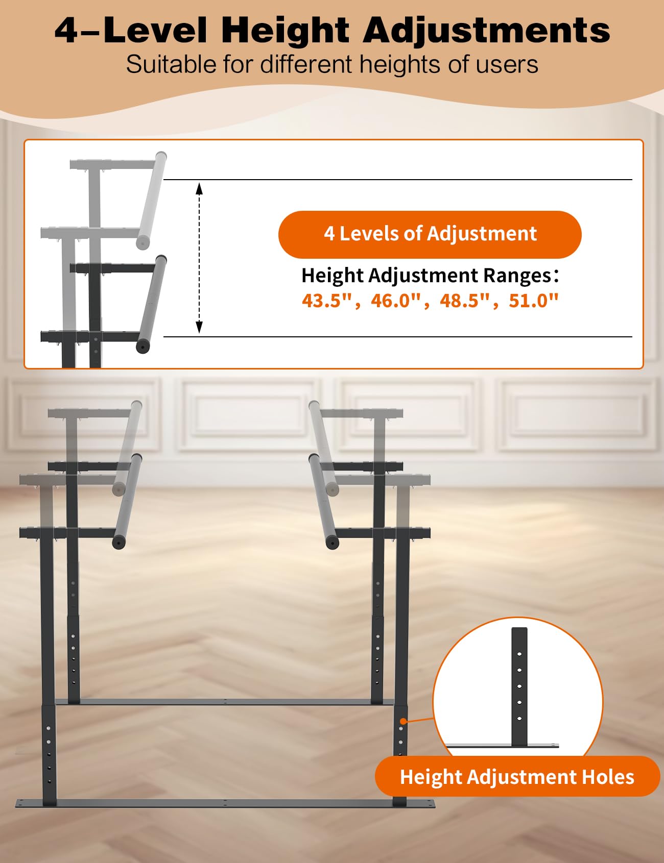 YEEZOO Parallel Bars for Physical Therapy 6FT, Adjustable Height & Width Walking Assist bar for Rehabilitation & Walking Balance Issues(6ft/183cm)