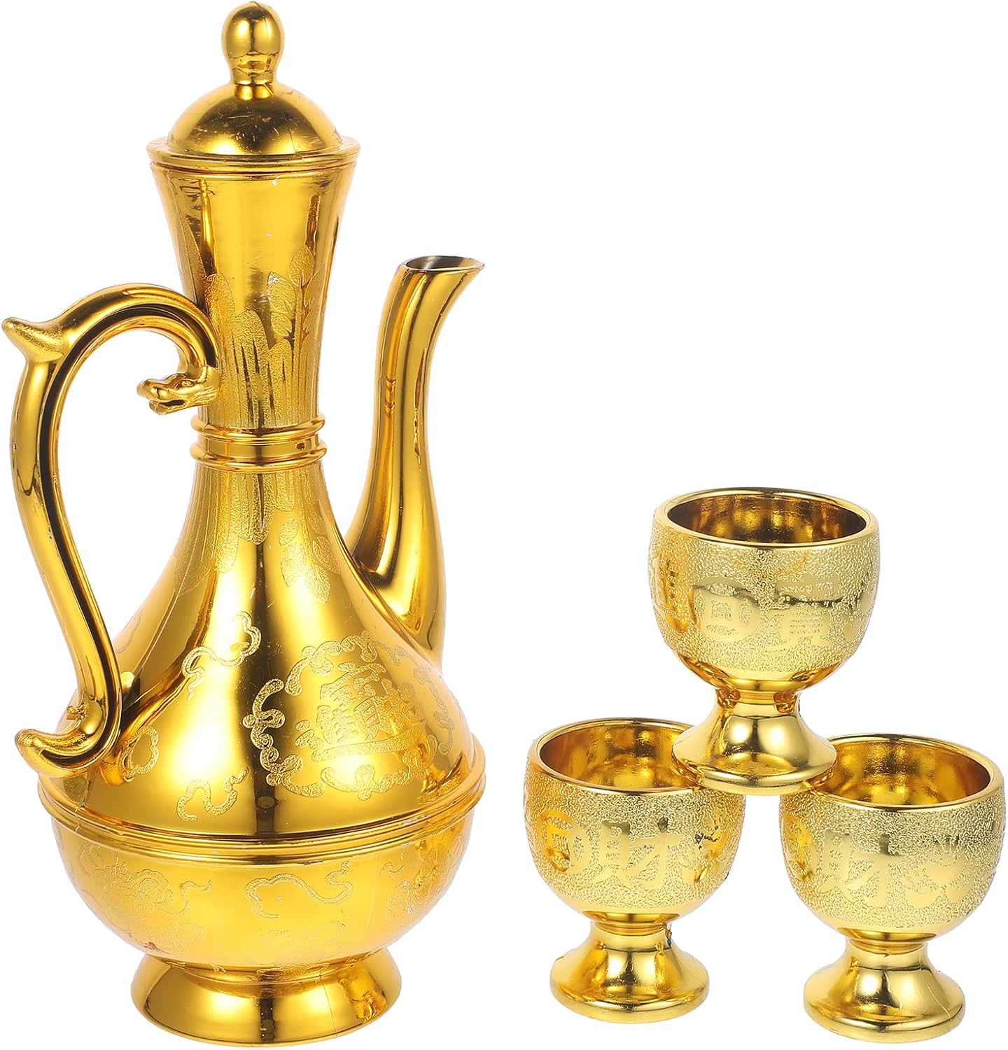 PRETYZOOM Turkish Coffee Tea Pot Set: Gold Water Kettle Teapot with Narrow Spout for Tea Party and Buddhist Offering