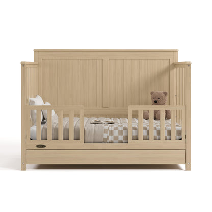 Graco Hadley 5-in-1 Convertible Crib with Drawer – GREENGUARD Gold Certified, Fits Standard Crib Mattress, Converts to Toddler Bed, Daybed and Full Bed, 4 Adjustable Mattress Heights (Driftwood)