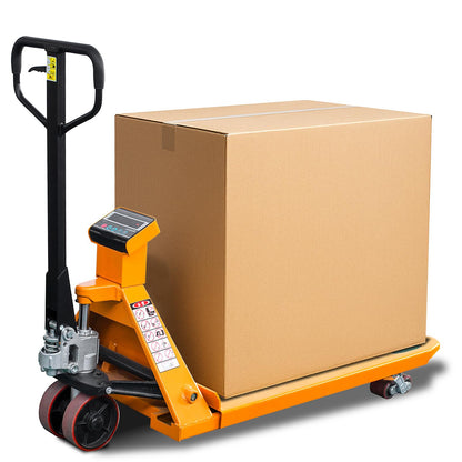 UNISOAR Scale Pallet Jack 4400Lbs Capacity, 45" x 27" Forks, Lb/Kg Switchable Electronic Scale Hydraulic Hand Pallet Truck, for Warehouse, Supermarket, Logistics Center