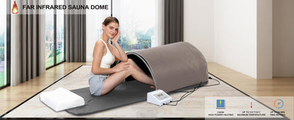 ZONEMEL Personal Infrared Sauna Dome for Home Spa, 360 Degree Coverage Lying Down Hot Carbon Sauna, Portable Full Body Sauna with Pillows and Mat, Dry Heat
