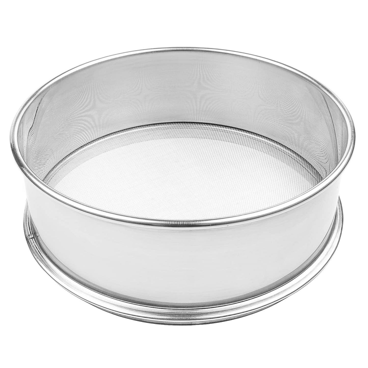 Vollum Stainless Steel Flour Sifter Fine Mesh Round Flour Sieve for Baking 12" Diameter x 2.5" High; 50 Mesh (Hole Size 0.3mm)