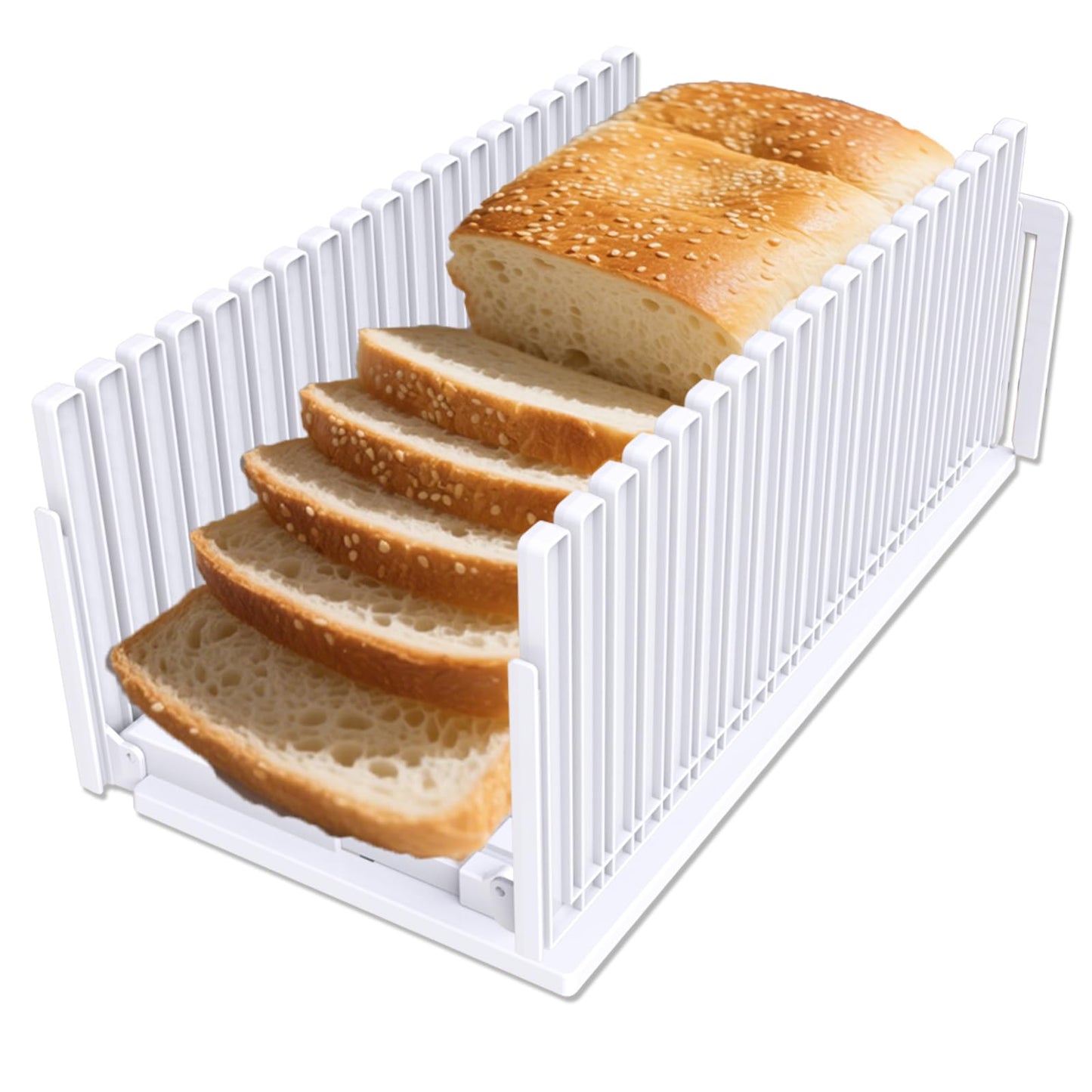 Bread Slicer for Homemade Breads , Adjustable Thickness Slicing Guide , Foldable Portable Bread Cutter Suitability for Homemade Breads, Bagel ,Cakes - Kitchen Gadget, Baking Tool ,Gifts for Mom Dad