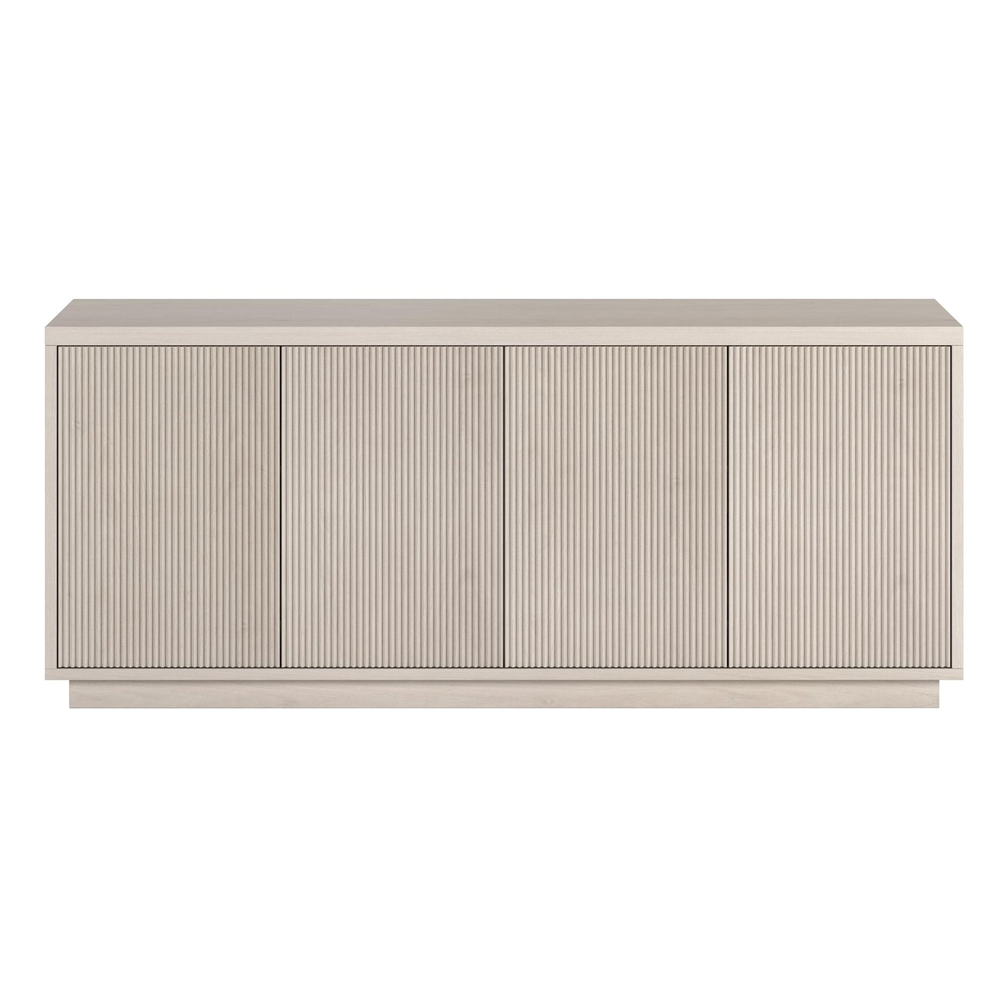 Henn&Hart Fluted TV Stand for TVs up to 65" with 2 Concealed Ribbed Storage Cabinets and Adjustable Shelves for Living Room, Family Room, or Office, Beech White