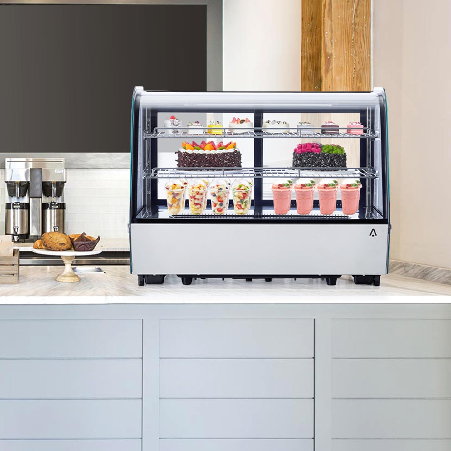 ActiveTrail 5.6 Cu.Ft Countertop Bakery Display Case – Double Glass Refrigerated, LED Lighting, Adjustable Shelves, Digital Temp Control, for Pastry, Cake, Sushi, 110V