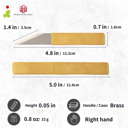 Product of Gifu Japan Kiridashi Craft Pocket Knife Japanese Blade Brass Handle with Sheath