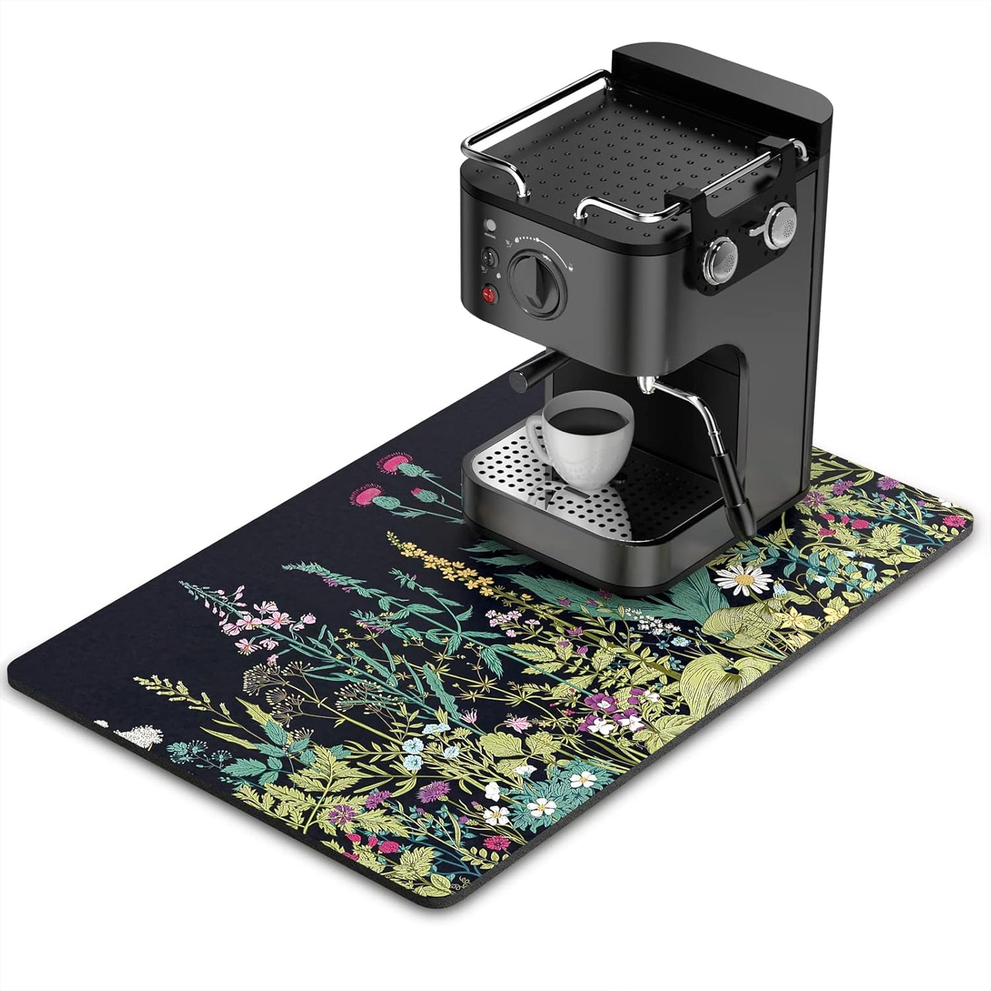 16" 24" Counter, Rnivvi Coffee Mat, x Cute Flower Theme Coffee Bar Mats for Espresso Machine Station Accessories