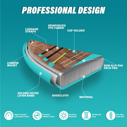 AKSPORT 11' Inflatable Stand-Up Paddle Board with Upgraded SUP Accessories Kit | Extra Wide 34" Design | Non-Slip Deck | Premium SUP Board for Adults & Youth of All Levels