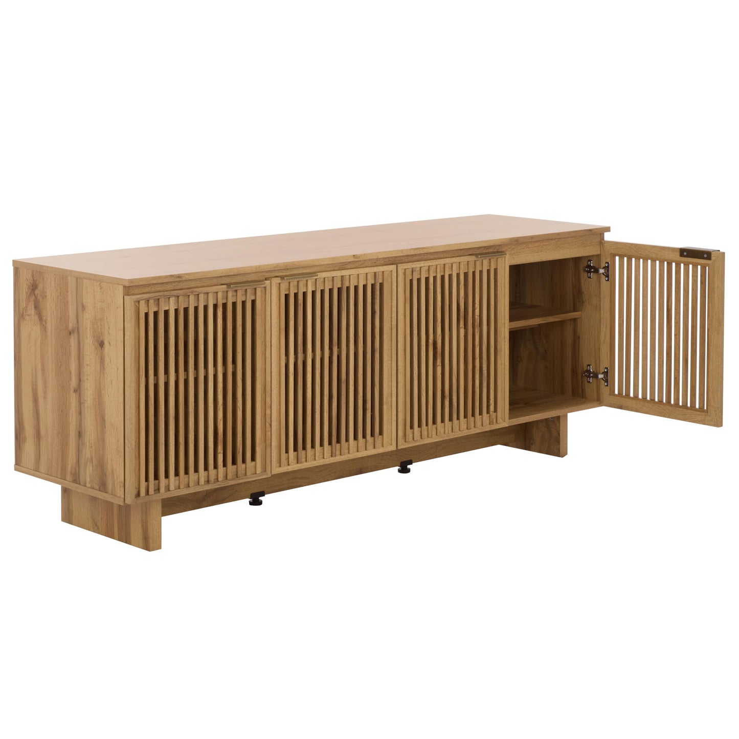 SAFAVIEH Quaid TV Stand for up to 65" Flatscreen, Oak Finish, 4 Doors, Entertainment Media Console (MED3103C)