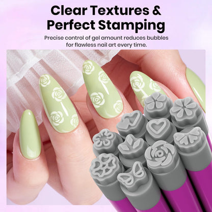 Beetles Nail Art Brushes 8pcs – Crystal Nail Art Tools 5pcs Double-headed Nails Dotting Tool, 3pcs Striping Liner Brushes for Nails with Pearls Bowknot Stickers, DIY Home Salon Manicure Design Tools