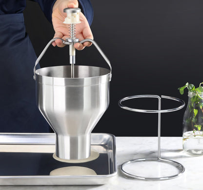 New Star Foodservice Pancake Batter Dispenser with Stand, Commercial 18/8 Stainless Steel Batter Dispenser for Pancakes, Waffles, Portion Control, Silver