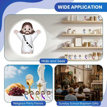 NOIENSI Jesus Loves You Figures 100 Pack – Multicolor Mini Jesus Figurines in Bulk, Little Jesus Figures for Easter, Church, and Religious Celebrations (Hand up)