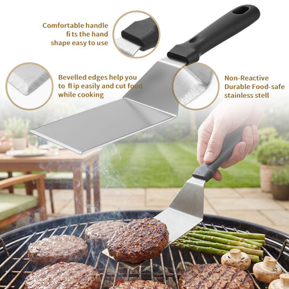 LemonRoad Smash Burger Press Kit 7pcs Non-Stick Aluminum Hamburger Press with Stainless Steel Egg Rings Griddle BBQ Tools for Burgers & Eggs