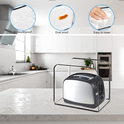 QEES Toaster Cover, 2 Slice, Transparent Polyester, Dustproof, Universal Size, Microwave Oven Cover
