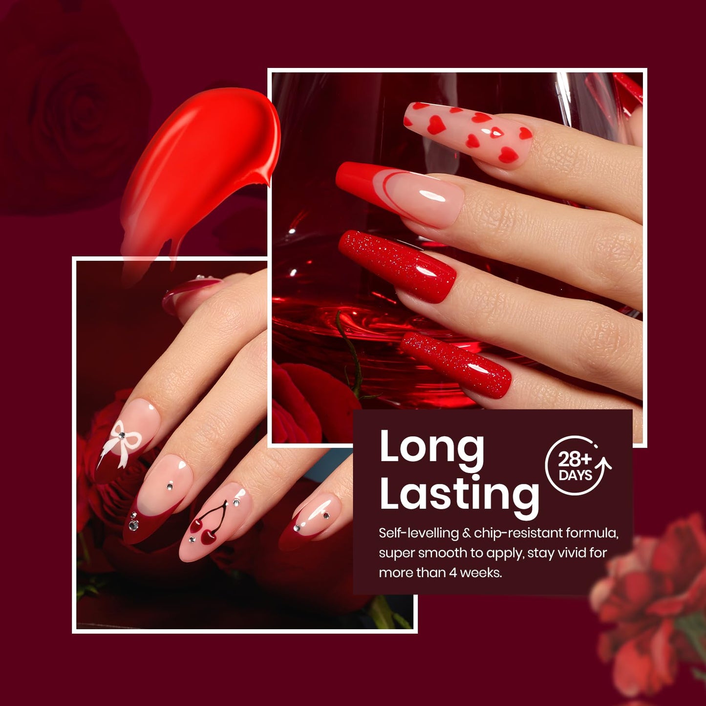 Beetles Cat Eye Gel Nail Polish Set, 6 Colors Glitter Red Pink Shiny Brown Burgundy Purple Blue Green Magnetic Effect Sparkle Stunning Nail Gel Polish Kit Soak Off UV Manicure Gifts for Women