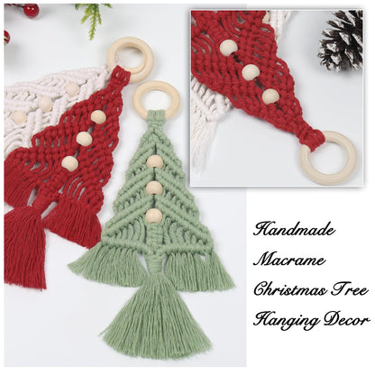 Dremisland Christmas Tree Decoration 3 Set Macrame Hanging Ornaments - Assembled Kits Boho Wall Decor for Winter New Year Party Supplies