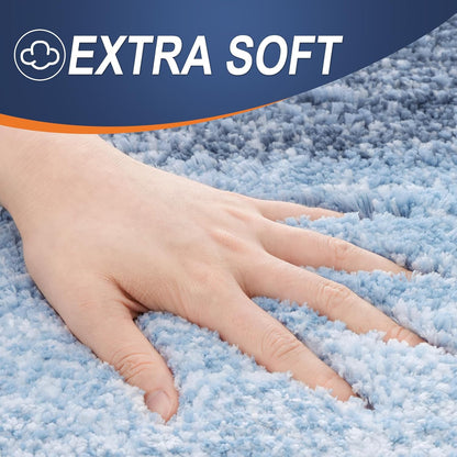 OLANLY Bathroom Runner Rug - Extra Soft Microfiber Mat, Quick Dry & Washable, 59x17 Inches - Blue