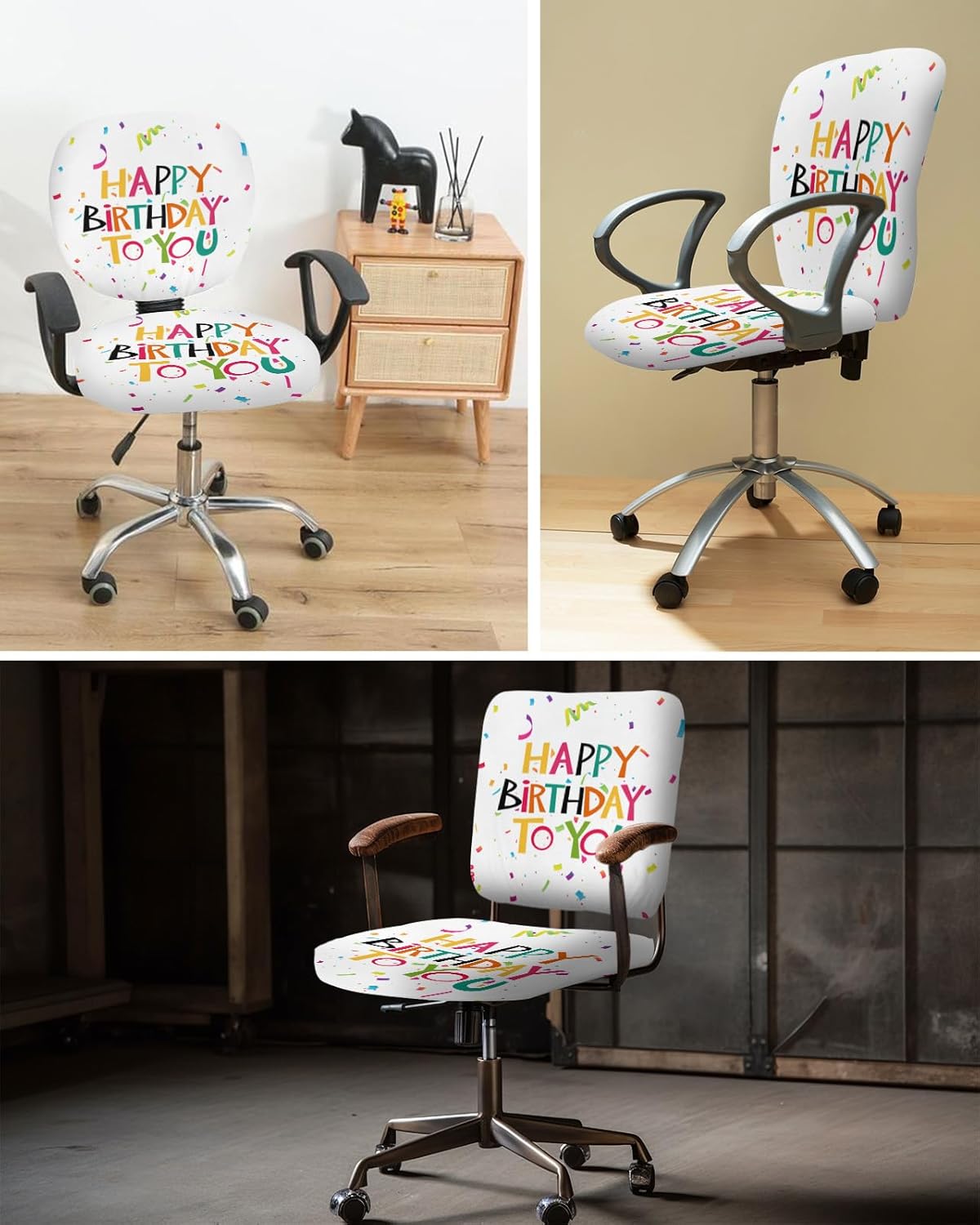 Office Chair Cover - Happy Birthday to You Decoration, Stretch Elastic Universal Cover for Desk Task Chair (1pcs)