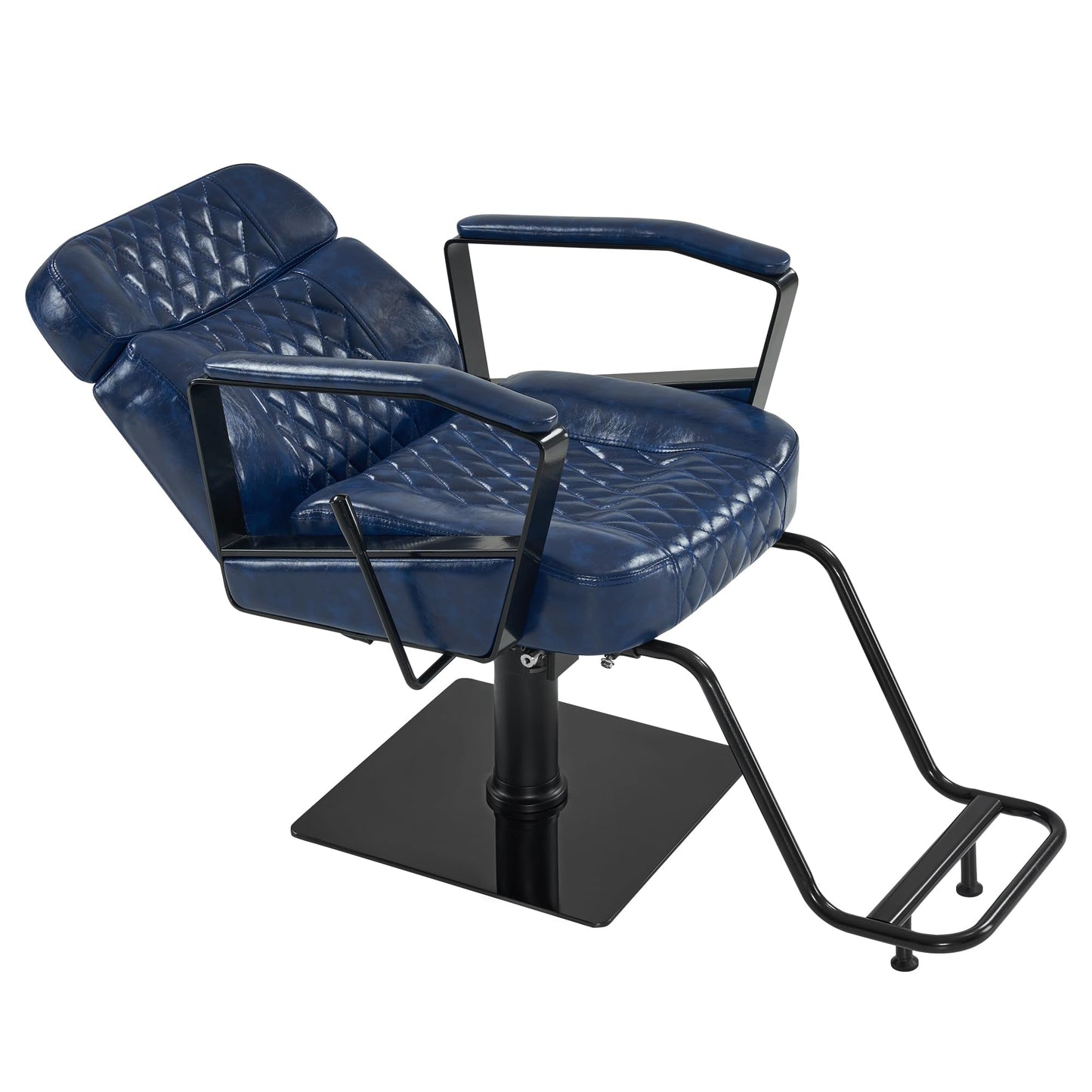 BarberPub Classic Barber Chair, 440Lbs Hydraulic Pump Manual Recliner Salon Chair for Hair Stylist, Home&Beauty Salon, Barbershop, Salon&Spa Equipment 3068 (Blue)