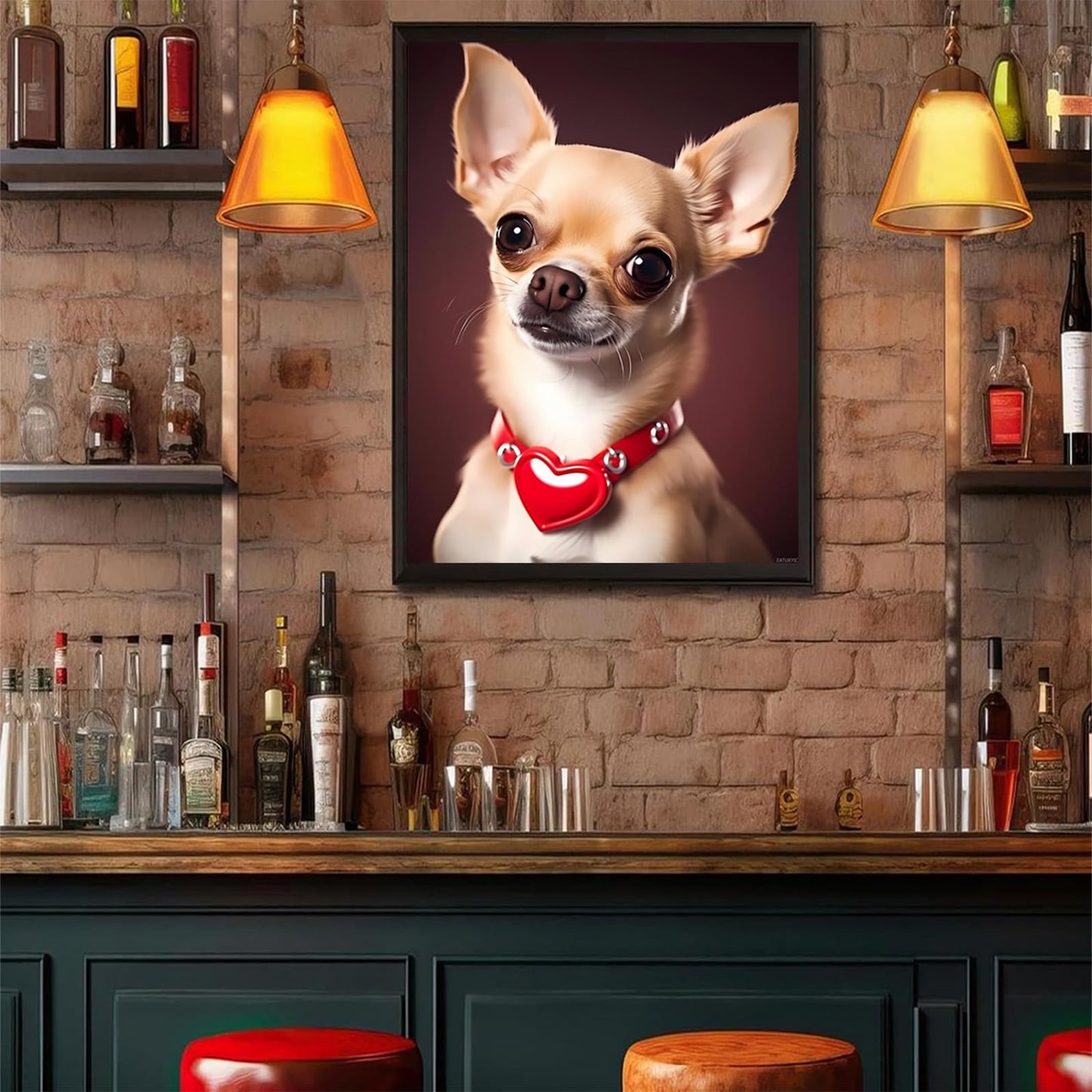 EATUKYIC Dog Animal Diamond Painting for Adults, 5D Love Chihuahua Dog Full Drill Diamond Art Kit, DIY Gem Painting Set, for Room Decor Bedroom Decor Gifts 12x16 inch