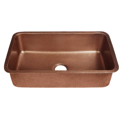 Sinkology Orwell 30 Inch Undermount Copper Kitchen Sink Single Bowl – Handcrafted Solid Pure Copper, Hand-Hammered Finish, Includes Bottom Grid, Drain, & Care Kit, Fits 33 Inch Cabinet