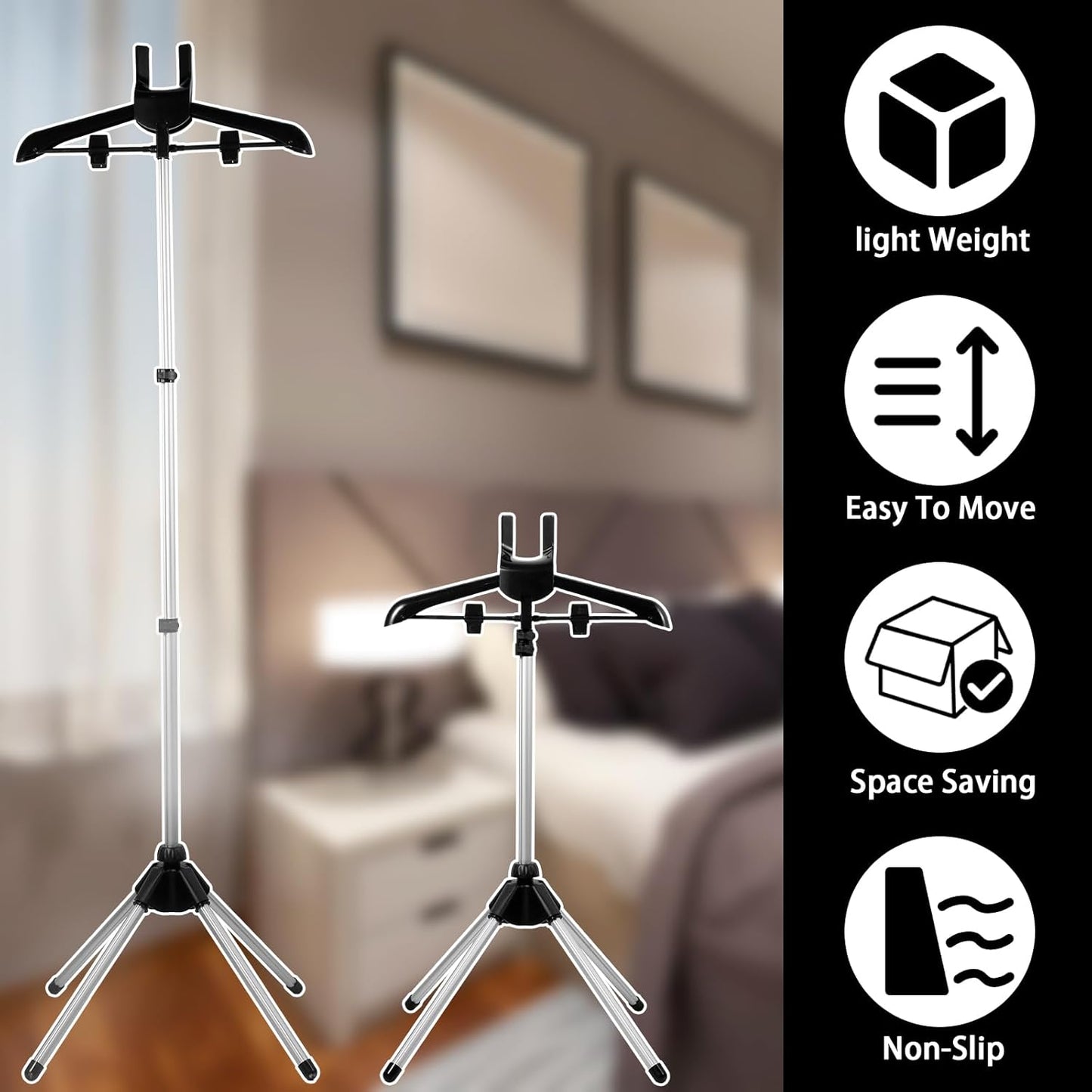 DJAPWPX Telescopic Garment Steamer Rack, Height Adjustable Clothes Steamer Holder, Foldable Standing Hanger