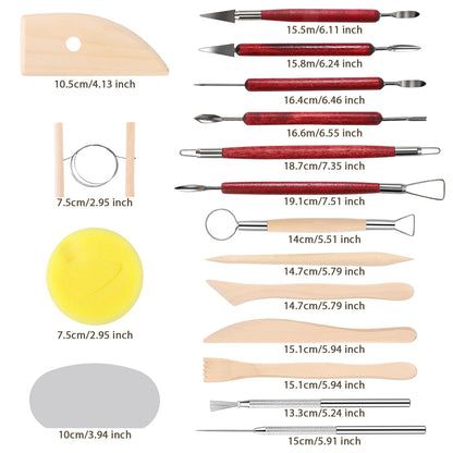 SHENOMAD 17PCS Clay Sculpting Tools with Wire Pottery Modeling Ceramics Polymer Tools Set for Air Dry Clay Carving Molding Pottery Crafting Beginners
