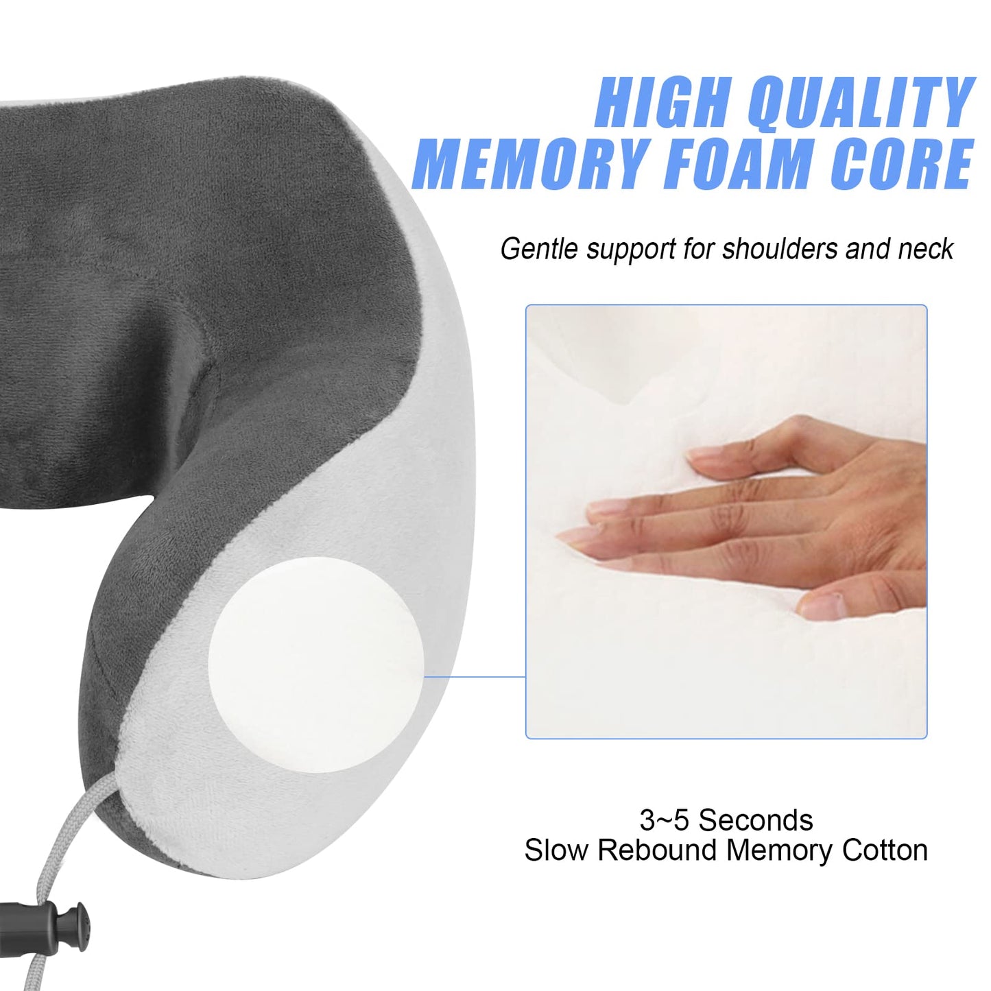 Travel Neck Pillow/Electric Neck Massager with Heating, Memory Foam Pillow for Neck Pain Relief, Neck Support Pillow for Airplane, Car, Office, Gift (Grey)