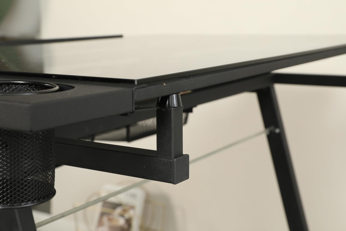 Landpink Adjustable Drawing Table for Artists | Drafting Desk with Tilted Glass Top | Art & Craft Table for Adults (Black, Smart Upgrade-29.52’’- 37.8'' H)