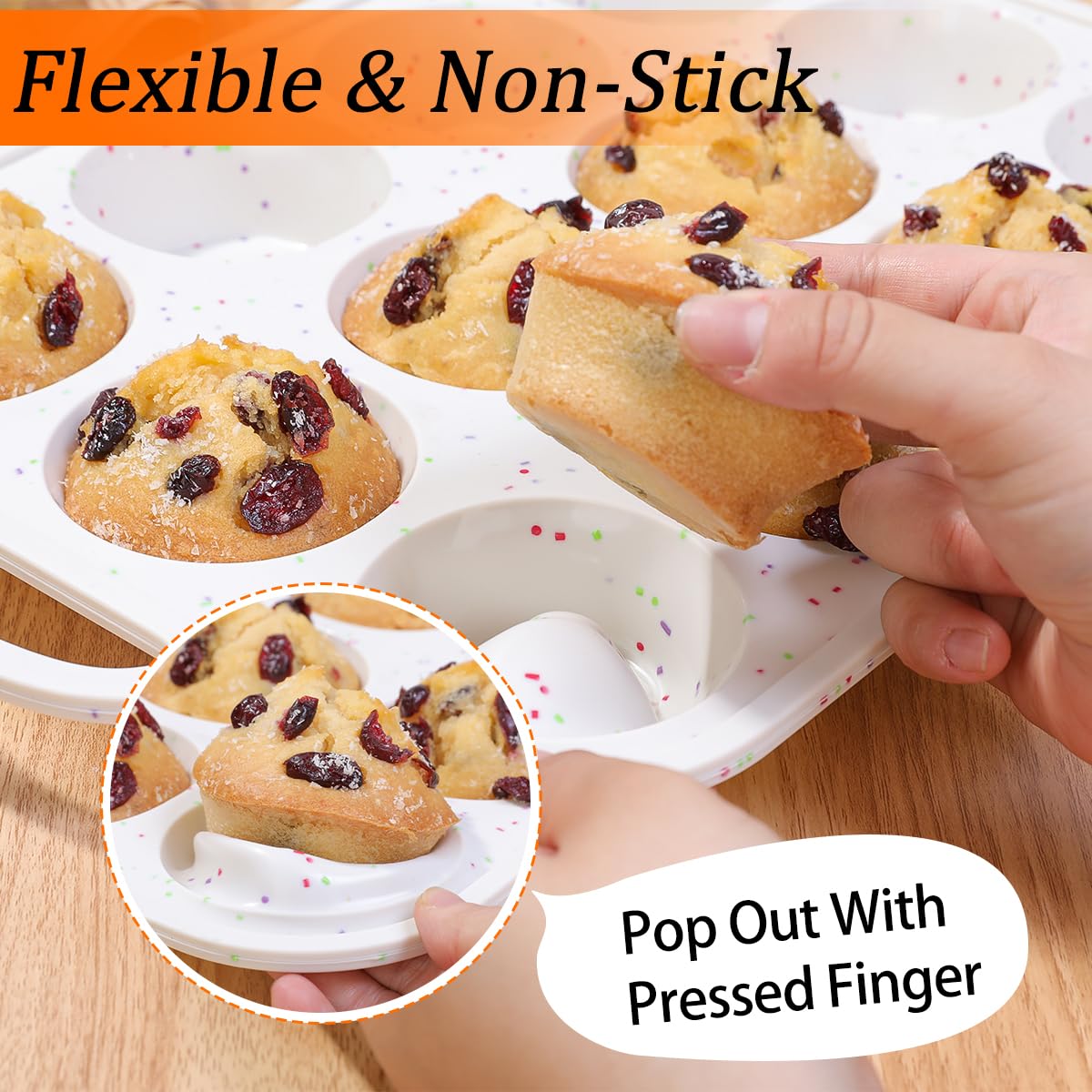 Silicone Muffin Pans for Baking, with Metal Reinforced Frame 2.8 Inch Regular Size Silicone Molds Nonstick 12 Cups for Baking Homemade Muffins, Cupcakes, Egg Bites 2 Pack Dishwasher Safe BPA Free