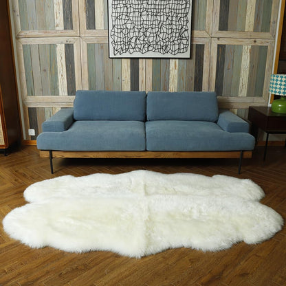 LLB Genuine Sheepskin Area Rug Wool Rug Fur Carpet Fluffy Shaggy Fur Rug for Living Room Kids Bedroom Real Sheepskin Throw Lambskin Rugs Sofa Mat Chair Seat Covers (Ivory White, 4 x 6 ft Sheepskin)