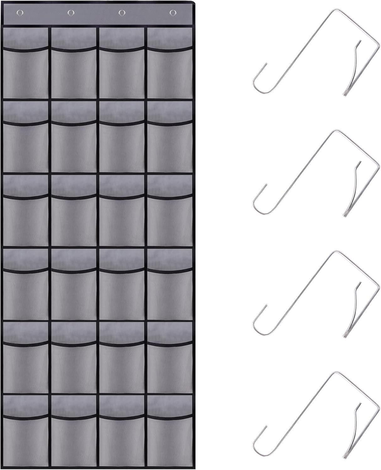 Teikou 24 Over the Door Shoe Organizer, Large Breathable Mesh Pockets, Hanging Storage Holder, Hanging Shoe