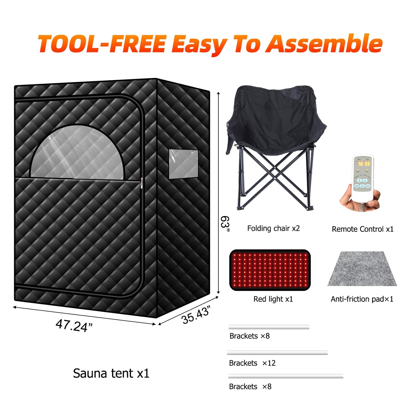 AMOCANE Portable Infrared Sauna with 660nm Red Light Therapy Lamp, 2 Person Red Light Sauna Spa for Home, Full Body Personal Tent with 2 Large Chairs, Remote Control, Dry Heated for Gym/Pilates/Garage