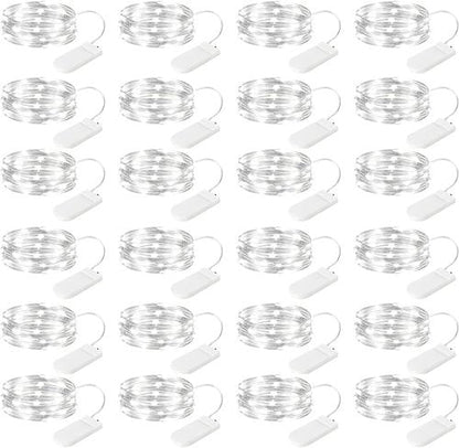 Brightown Fairy Lights - 24 Pack Battery Operated 7Ft Mini String Lights | Waterproof Silver Wire for Bedroom, Patio, Wedding & Christmas Decor (Pure White)