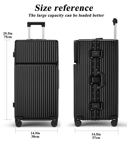 feilario 30in Super Large Captain Aluminum Frame Hardside Spinner Wheels Luggage, Zipperless Checked Suitcase with Front Compartment/Cup Holder/Phone Holder