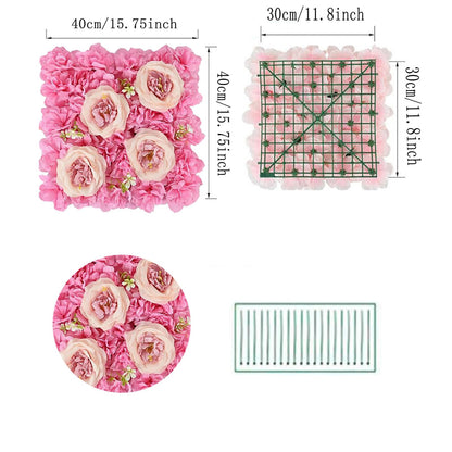 JIIPOREGJ Artificial Flowers Wall Backdrops,Easy to Install and Clean,for Outdoor Family Wedding Wall Panel Backdrop Decoration,15pcs