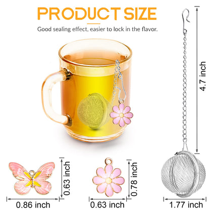Set of 2 Tea Infuser for Loose Leaf Tea with Butterfly and Flower Charms - Stainless Steel Tea Strainers by TeaSanavie