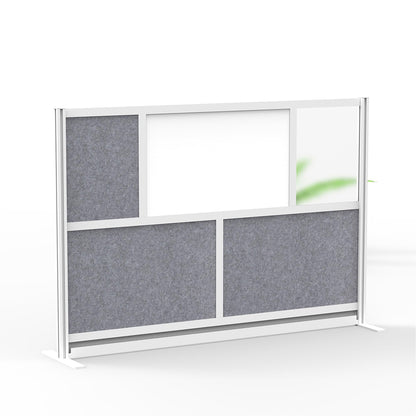 Workflow Modular Wall | Room Divider with Whiteboard, Sound Dampening, & Frosted Acrylic Panels | Expandable Office Partition for Privacy & Stability (70" x 48")