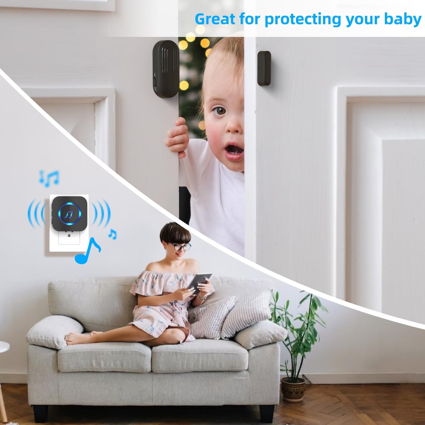 SanJie Wireless Door Chime Sensor, When Door Opens, Entry Alarm for Business/Home/Kids, 5 Adjustable Volume Ringer Alert 2 Sensors + 1 Receivers, 500 FT Range,26 Chimes