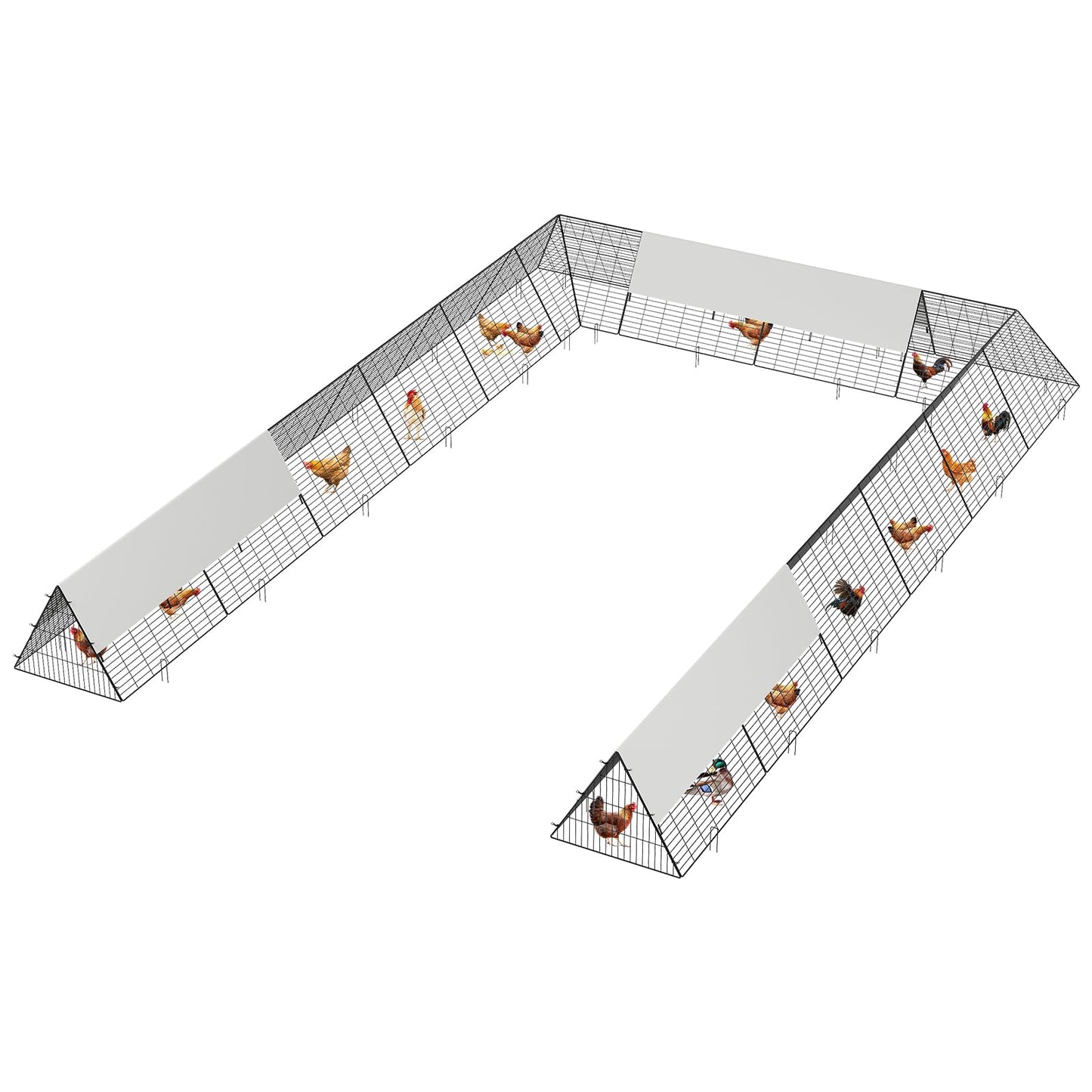 236.2" x 157.5" x 24.2" Chicken Tunnels for Yard, Portable Chicken Coop with Corner Frames, 2 Sets, Easy Installation, for Chickens, Ducks, Rabbits