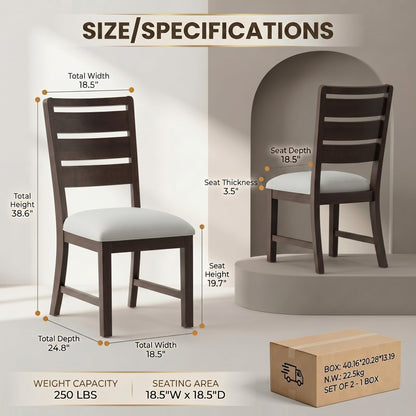 COLAMY Modern Dining Chairs Set of 4, Breathable Fabric Kitchen Chairs with High-Resilience Cotton Padding, Ergonomic Solid Wood Legs Accent Seating for Living Room 250LBS,Brown