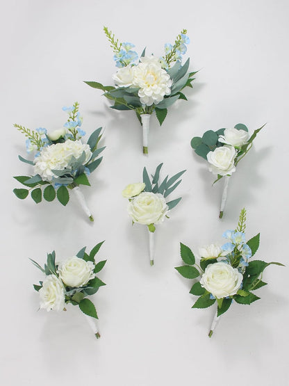 6Pcs Rinlong Assorted Flower Centerpieces for Wedding Tables Centerpiece Bridesmaid Bouquets Baby Nursery Shelf Mantel
