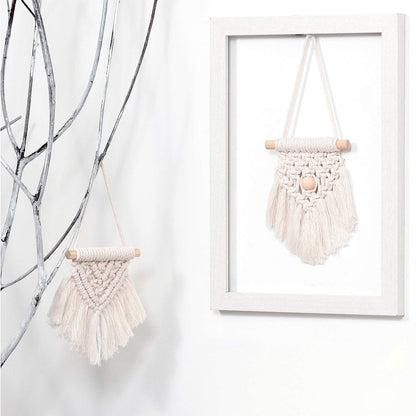 WILLBOND 5 Pcs Mini Macrame Wall Hanging Decor Boho Summer Handmade Woven Tapestry Tassel Wall Hanging Ornaments Christmas Tree Ornaments for Apartment Room Home Office Summer Christmas Decoration