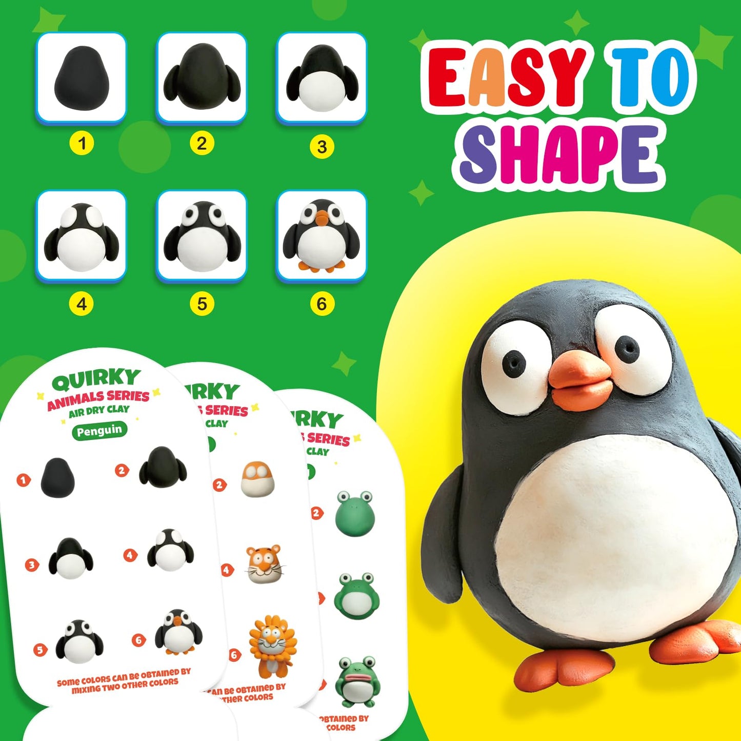 Kasfalci Air Dry Clay Kit for Kids, 12 Animals Modeling Magic Clay, Arts & Crafts for Kids Ages 8-12, Ultra Light & Soft, Safe & Non-Stick with Sculpting Tools & Tutorials, Unique Gifts for Adults