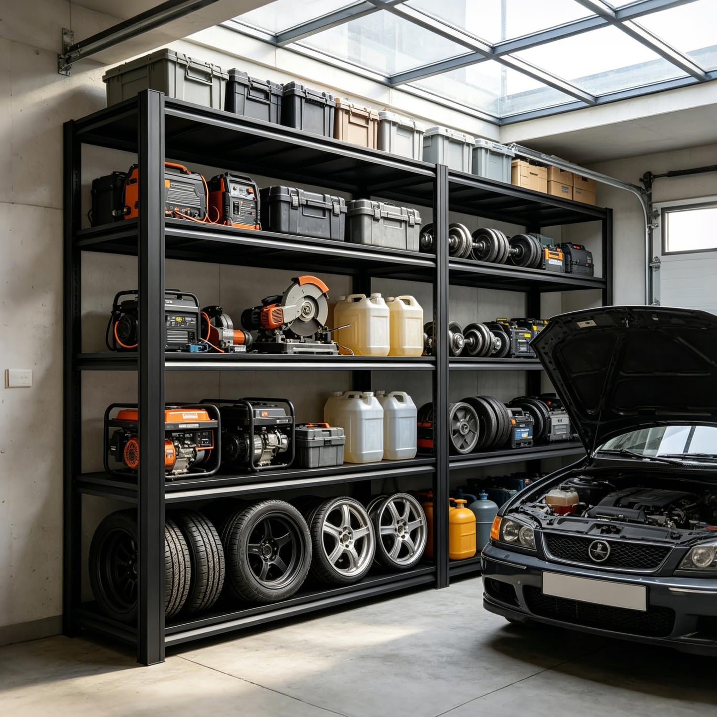 KIFDYTH 83" H Storage Shelves Heavy Duty, 3500 LBS Garage Shelving, 5 Tier Adjustable Metal Garage Shelving Units, 83" H*55" W*23.12" D, for Garage Storage, Warehouses, Basement (83H*55W*23.12D)