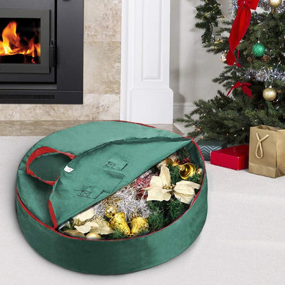 Primode Christmas Wreath Storage Bag, 24" Garland Wreaths Container with Handles, Durable 600D Oxford Polyester