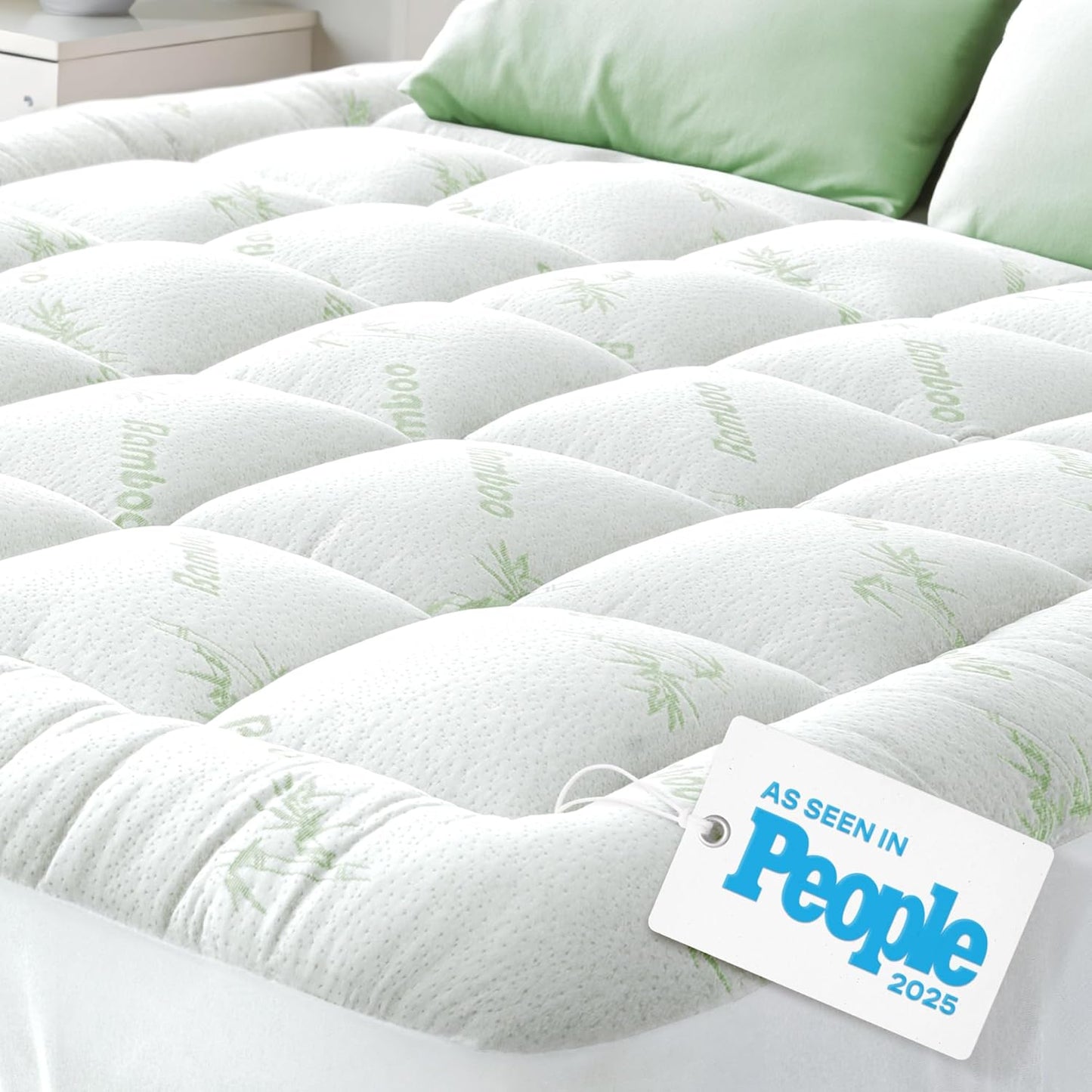 Niagara Sleep Solution Ultra Soft Queen Mattress Topper - Bamboo Viscose Pillow Top for Back Pain Relief | Naturally Cooling, Sage