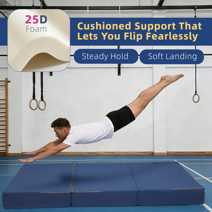 Gymnastics Landing Mat,6 ft x 4 ft x 6 in – Thick High-Density Foam Crash Pad, Soft Pillow Home Practice Mat with Carry Handles, Non-Slip Bottom for Tumbling, Cheer & Kids Training