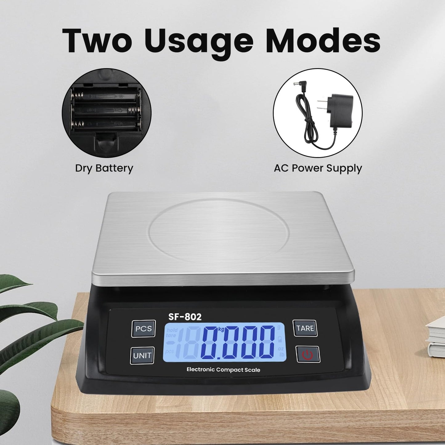 Puozult Digital Kitchen Scale 30kg/66lb Large Food Scale for Baking Cooking Stainless Bread Scale with LCD Display Counting Scales for Commercial (Color : Stainless Black)