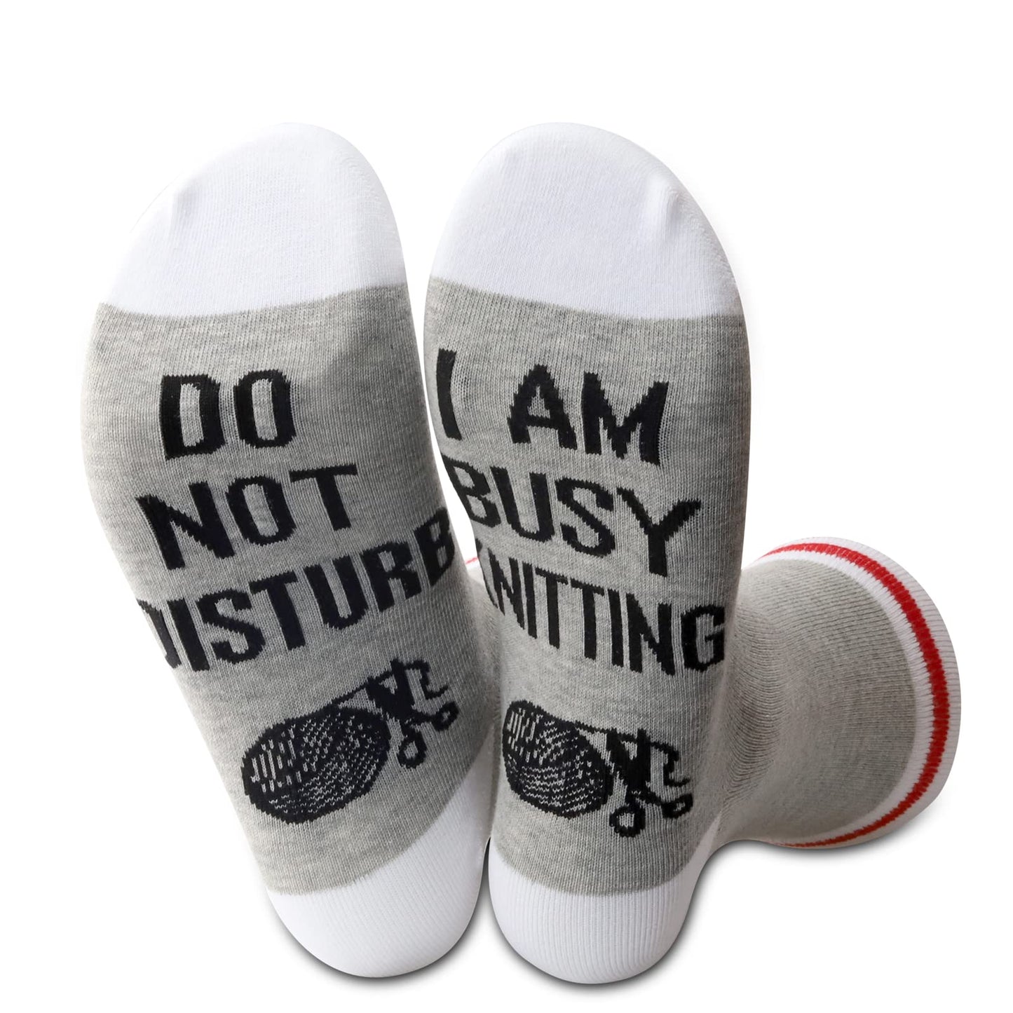JXGZSO Do Not Disturb I Am Busy Knitting Novelty Socks - Funny Gift for Mom, Grandma, Knitting Lovers